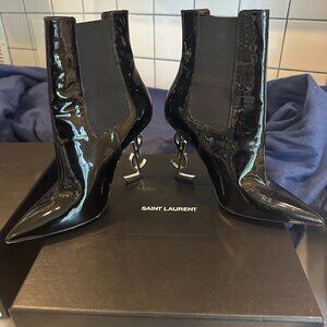 Saint Laurent high heel leater up Vernice New/Nikel Palladio Nero boot